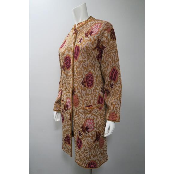 Vintage Neiman Marcus Adrienne Vittadini Gold Mettalic Cardigan Sweater - Picture 4 of 6